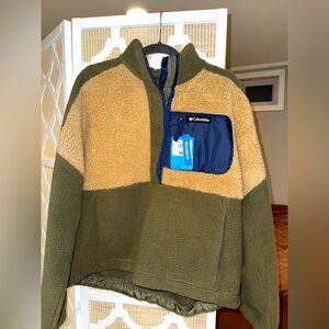 Columbia Boundless Discovery Sherpa Half Zip sweater in Stone Green beach/ XXL